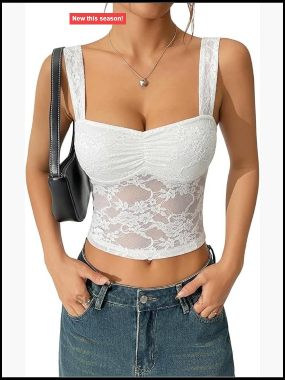Sheer Lace Sweetheart Tank Top Ruched Y2K Top